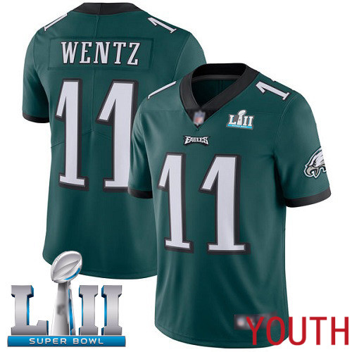 Youth Philadelphia Eagles #11 Carson Wentz Midnight Green Team Color Vapor Untouchable NFL Jersey Limited 100th->youth nfl jersey->Youth Jersey